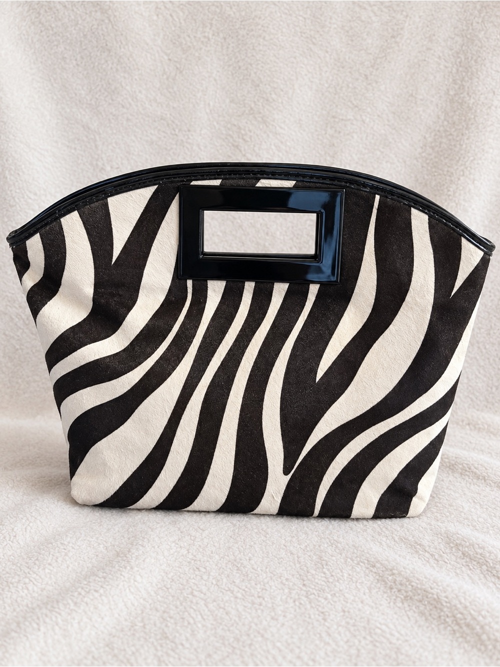 Alfani Zebra Print Textured Leather Haircalf Style Handbag NWOT Y2K